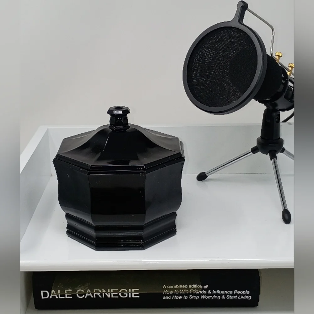 Black Octagonal Decorative Jar